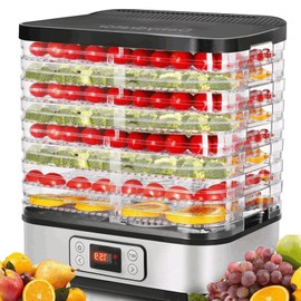 COOCHEER Food Dehydrator Machine, 400W 8 Trays Dehydrators for Food and Jerky with 72H Digital Timer and 95-158℉ Temperature Control, BPA-Free, Fruit Dehydrator Perfect for Meat, Jerky, Herbs, Black