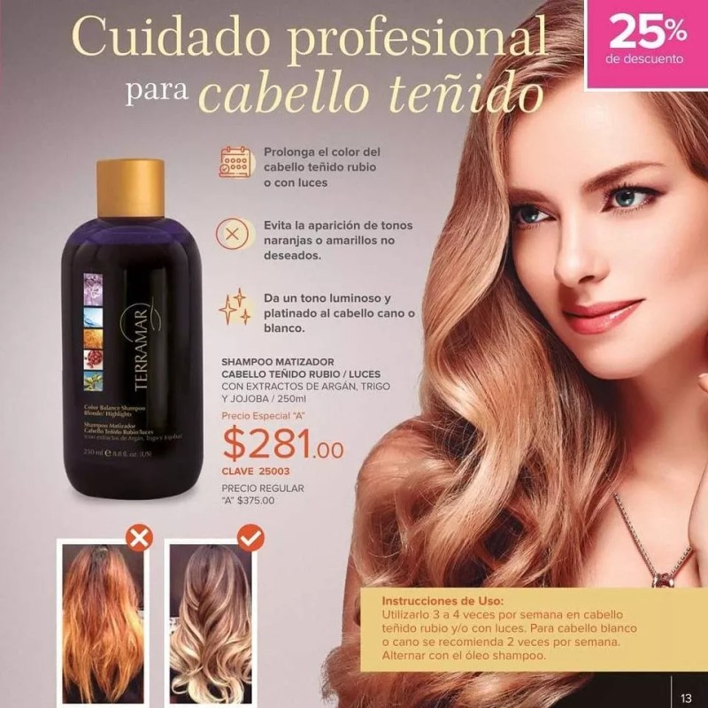 Terramar Mascarilla Capilar+óleo Fps Color Rojo +shampoo Terramar