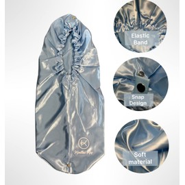 Knotless Kay Extra Long Satin Bonnet with Snap Button, Adjustable, Braids Weaves Wigs Locs Natural Hair, Protective Hairstyles (Baby Blue) FBA