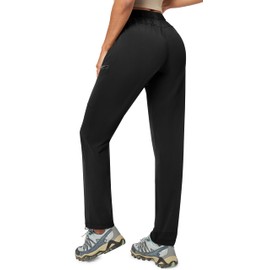 Ewedoos Hiking Pants Women with Zipper Pockets Lightweight Water Resistant Cargo Pants Quick Dry UPF 50+ Travel Camping Black