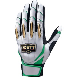 ZETT BG13011C Pro Status Batting Gloves Two-Handed Silver x Green (1348) S