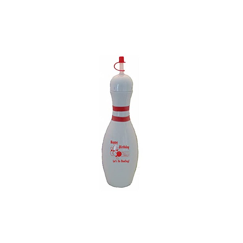Large Bowling Pin Water Bottle - 32 ounce (White Birthday)