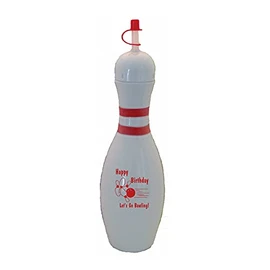 Large Bowling Pin Water Bottle - 32 ounce (White Birthday)