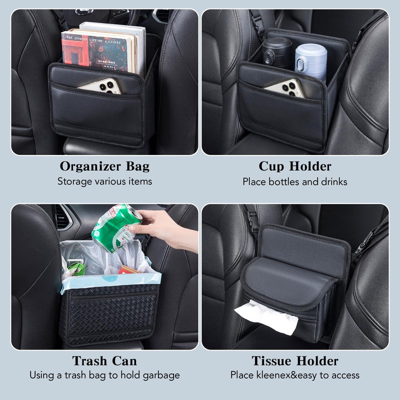COGEEK Car Storage Organizer Between Seats with Tissue Holder |