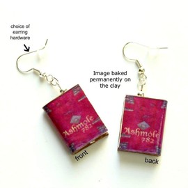Ashmole 782 Discovery of Witches Clay Mini Book Earrings Choose Your Earring Hardware