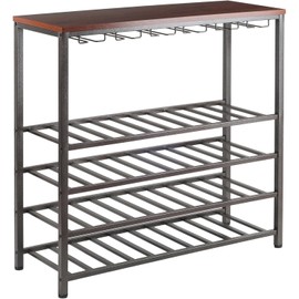 HomeStock Antique Wine Rack Storage - Kitchen Island Furniture - Bronze Finish - 42 Inch Diameter