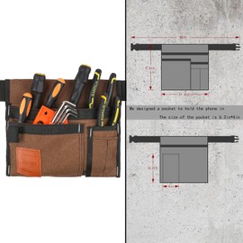 VIDAR TOOLS 6-Pocket Single Side Tool Belt Pouch/Utility Belt/Work Apron for Carpenter and Gardener.Durable Canvas Construction.Comfortable Adjustable Belt.Light Weight.TAN