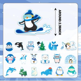 YYMYMGJ 100 PCS Winter Arctic Animal Stickers, Winter Arctic Polar Animal Party Favors Birthday Party Decorations Supplies Gifts Waterproof Vinyl Stickers for Kids Water Bottle Laptop
