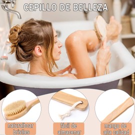 2pcs Cepillo Corporal para Masaje, Exfoliante de Baño de Cerdas, Naturales para Eliminar las Toxinas de la Piel Muerta para Cuerpo Seco, Ayuda al Tratamiento de Celulitis (C)