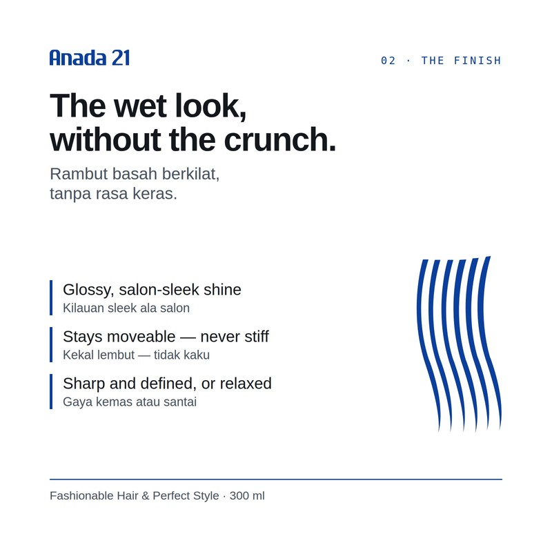 Anada 21 Wet Look Cream 300ml | Salon Hair Styling