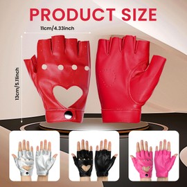 gootrades Punk Fingerless Dance Glove For Women, Jazz Style Glove, PU Leather (Red)