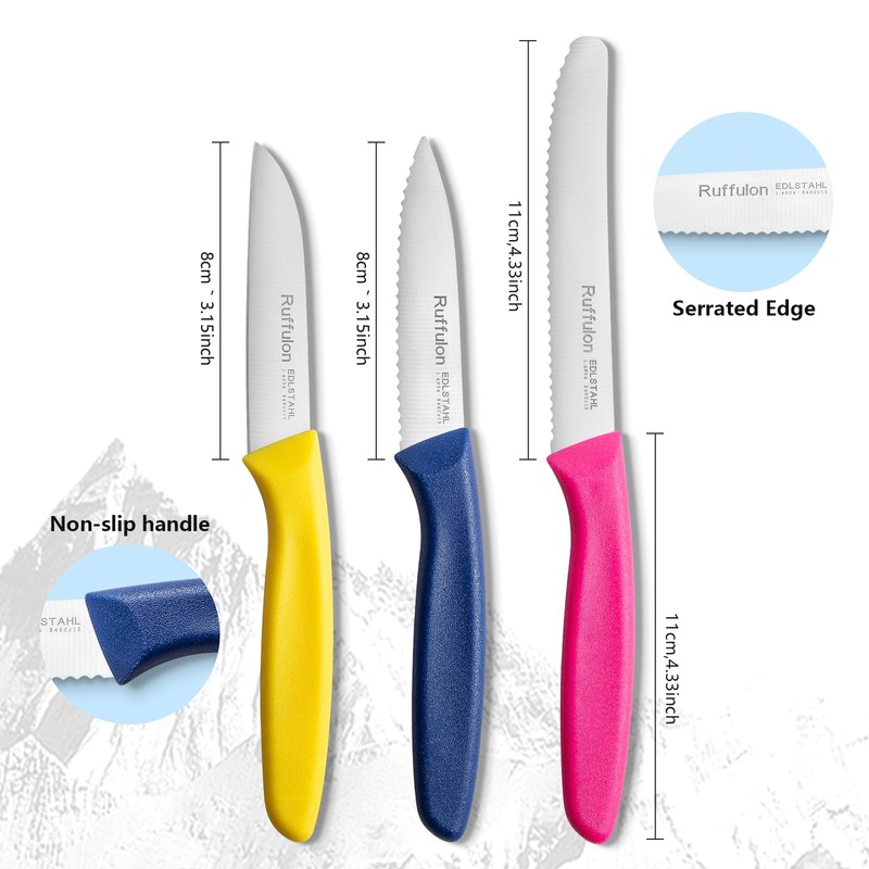 Ruffulon Vegetable and fruit knife set of six, high carbon
