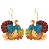 Christmas Thanksgiving Turkey Maple Leaf Drop Dangle Earrings for Women,