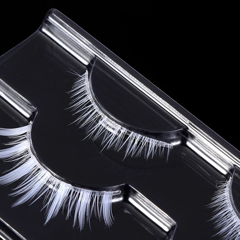 2 Pairs White False Eyelashes Cosplay Eyelashes Fashion Extension Makeup
