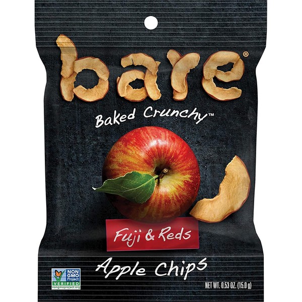Bare Natural Apple Chips, Fuji & Reds, Gluten Free + Baked, Snack Size Bag - 0.53 Oz (Pack of 24)
