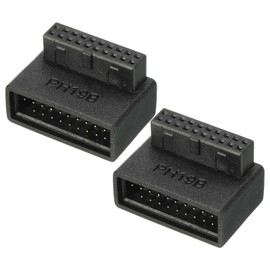 MECCANIXITY USB 3.0 19Pin 90 Degree Adapter, Male to Female Right Angle Socket for Motherboard Internal Header 2Pcs