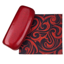 SPUNKYsoul The Original Dazzling Sparkle Smooth Glitter Women's Eye Glass Case Collection (LARGE RED)