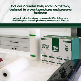 Stash Proof Vacuum Seal Rolls 11" x 50' 2 Pack (100 Feet Total) (Clear and Clear) 5.5 Mil - BPA Free Commerical Grade Food Saver for Storage, Sous Vide, and Meal Prep Sealer Bag