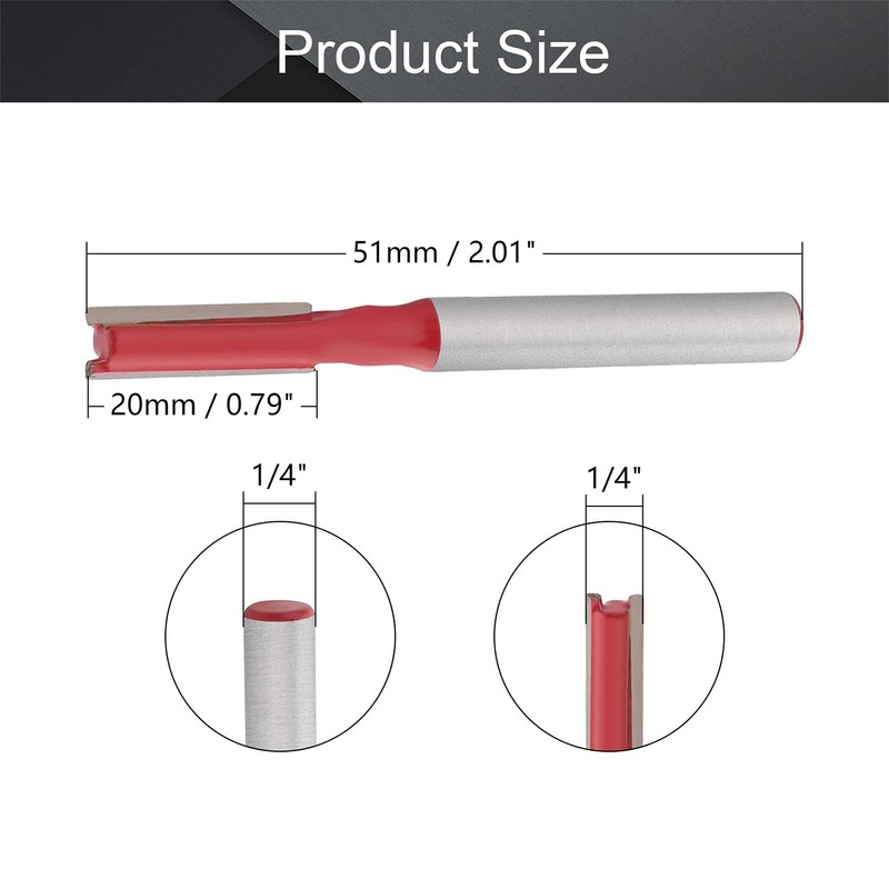 Utoolmart Straight Router Bits, 1/4-Inch Shank 1/4-Inch Cutting Dia Double