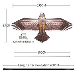 eyijklzo Hawk Kite Bird Scarer with 4M Adjustable Pole - Wind-Driven Motion for Farm, Chicken Coop, Orchard Protection - Hawk Deterrent for Chickens, Crops, Vineyards (Maroon)