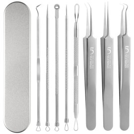 FEITA - Kit de herramientas para quitar espinillas, extractor de espinillas, herramientas para acné para nariz facial, aguja de acné de acero inoxidab