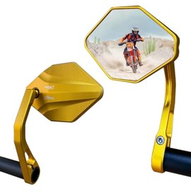 Hafny 2024 NEW Motorcycle Bar End Mirror, CNC Alloy Aluminum Anodized Rearview Mirror, Convex Glass Lens, Wide Range Fitting, Scooter Mirrors, HF-M701S-FS001 (Champagne (Universal Left & Right))