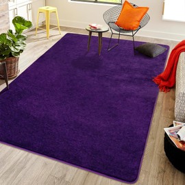 Softlife Washable Bedroom Rug, 4x6 Purple Area Rugs for Living Room, Soft Fluffy Fuzzy Carpet Bedside Rug Indoor Non-Slip Rug for Kids Home Decor Aesthetic Dorm Nursery