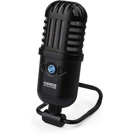 Reloop sPodcaster Go - Professional USB Microphone with Pre-Assembled Table Stand for Podcasting, Streaming, Gaming and Voice-Over in Retro Design, Black