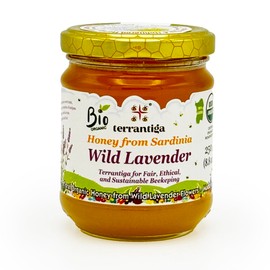 Wild Lavender Organic Raw Honey from Wild Lavender Flowers, Artisanal Fruity and Harmonious Sweet Honey from Sardinia, Italy - (250gr) 8.8 oz