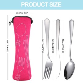 Camping Cutlery Set, Stainless Steel Camping Cutlery with Case, Outdoor Travel Cutlery, Camping Cutlery Made of Stainless Steel, Camping Cutlery Folding for Travel, Picnic, Work, Hiking, 3 Pieces