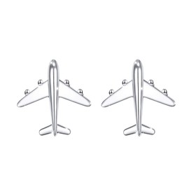 Mother's Day Jewellery Stud Earrings for Men Women Teen Girls 925 Sterling Silver Football/Aeroplane Dainty Earrings, Sterling Silver