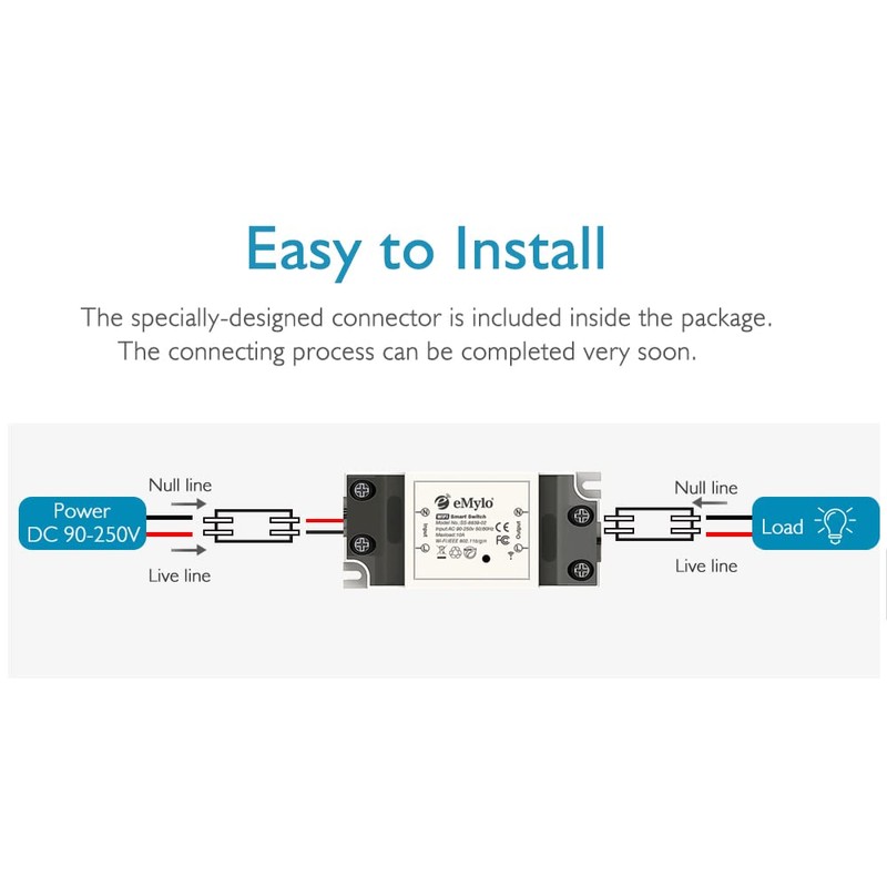 eMylo Tuya Smart WiFi Switch 2.4GHz, 1 Channel Wireless Relay