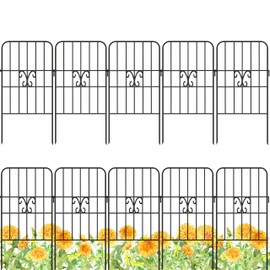 ShopLaLa Animal Barrier Fence (10 Panels), 12in(L) x 24in(H) Decorative Rustproof Black Metal Wire Flower Bed Edging for Landscape with Butterfly Design, Fencing Yard, Patio Outdoor Garden Decor