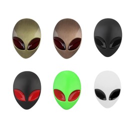 Fsocpen Alien Badge Metal Stickers,3D Space Alien Waterproof Sticker,Sticker for Car,Refrigerator,Notebook,TV, Window,Any Smooth Surface, Set of 6