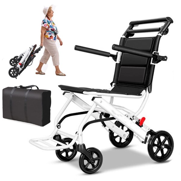 UU-ZHANG (only 15lb) Super Lightweight Transport Wheelchair. Easy to Travel, Locking Hand Brakes, User-Friendly, Folding, Portable. for Adults or Child (up to 220lbs)) …