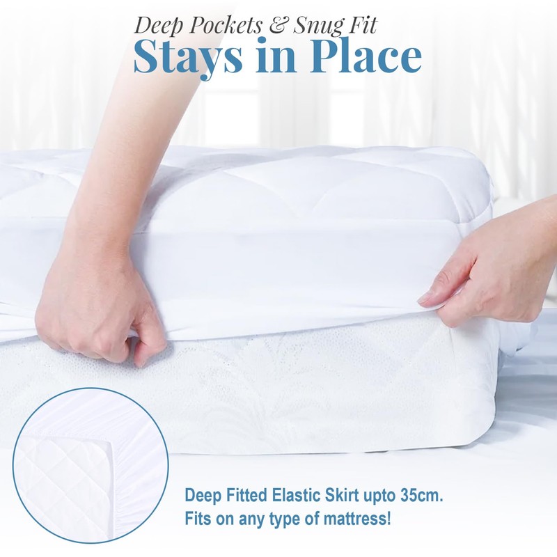 Acrali Home Quilted Waterproof Small Double Mattress Protector, 4-Layer Super