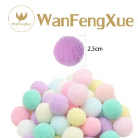 50 Pcs Cat Toy Balls, Cat Pom Pom Balls, Multicolored Kittens Toy, Interactive Balls, For Play, Elastic Balls, Chewing Toy, Eliminates Lack of Exercise (Ball Diameter 1.0 inches (2.5 cm)