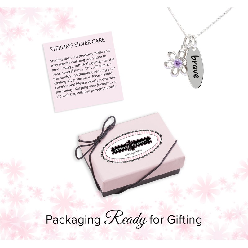 Cherished Moments Girls Sterling Silver Brave Necklace Accented with Daisy