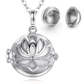 EUDORA Urn Necklace for Ashes for Women, Lotus Cremation Necklace for Ashes for Mom Papa Dad Grandma Dog Cat Ash souvenir pendant jewelry, 24inch Link