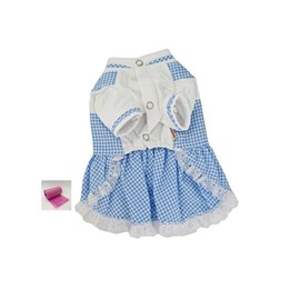 Puppe Love Dorothy (Wizard of Oz) Blue Gingham Dog Dress Costume with Red Slippers Charm - Dog Sizes XS Thru L