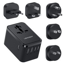 LENCENT Travel Adapter Worldwide, 30 W Universal Travel Plug Adapter with 3 USB C and 2 USB A, International Socket Adapter for USA, England, Japan, Maldives, Sri Lanka, Australia (Type A/C/D/G/I)