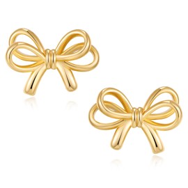 HESSAWELL Cute Bow Earrings for Women Double-layer Bow Stud Earrings for Women Party Jewelry Christmas Xmas Santa Gift