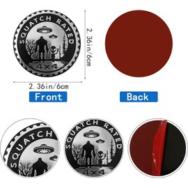 3Pcs Squatch Aliens Badge Rated Car Emblem, 4 x 4 Metal Automotive Bigfoot Badge 3D Metal Car Badges Emblems Round Emblem Decals Car Badge Decals Stickers Compatible with Jeep Wrangler Vehicles SUV