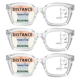 HIYANJN 3 Pack Progressive Multifocal Reading Glasses for Women Men Oprah style Blue Light Blocking Spring Hinger Readers