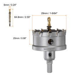 HARFINGTON Carbide Hole Saw Kit 62mm (2-7/16") Metal Hole Cutter Set with 2pcs Center Drill Bits Springs 1pcs Wrench for Stainless Steel Copper Iron Aluminum