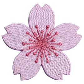 Set of 3, Pink Sakura Embroidered Iron on Patches Appliques Flower Iron on Patches