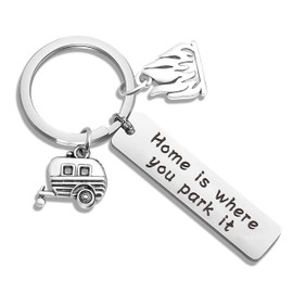 WUSUANED Camping Lovers Gift Home is Where You Park It Happy Shitter's Full Keychain RV Keychain Camper Gift (Home is Where You Part it Keychain)