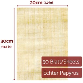 Papyrus Sheets 50 Sheets Blank Papyrus 30 x 20 cm from Egypt for Schools Art Lessons Papyrus Roll - Blanco Wedding Cards Made of Papyri, Hieroglyphic Leaf