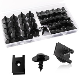 VooGenzek 40 Pieces Screw Nut Clip Kit, Mudguard Clip, Sheet Metal Nut Attachment, Sheet Metal Screws, Mudguard Attachment, Sheet Metal Nuts Assortment, with Screws for Car, Black