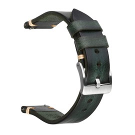 Berfine 22mm Retro Handmade Watch Band, Quick Release Vintage Leather Watch Strap Replacement,Green